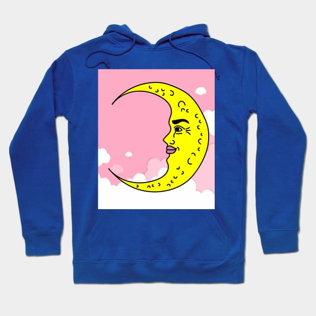 Luminous Moon Half Moon Face Hoodie by flofin